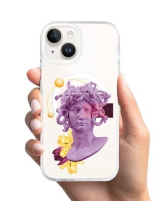 Etui do iPhone 13 z MagSafe przeźroczyste, silikonowe Flexi, antyczna figura, meduza