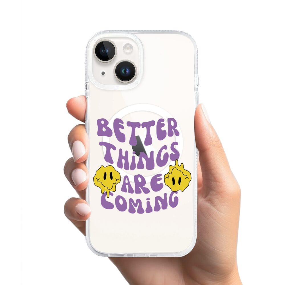 Etui do iPhone 14 z MagSafe przeźroczyste, silikonowe Flexi, Better Things Are Coming - obrazek 2