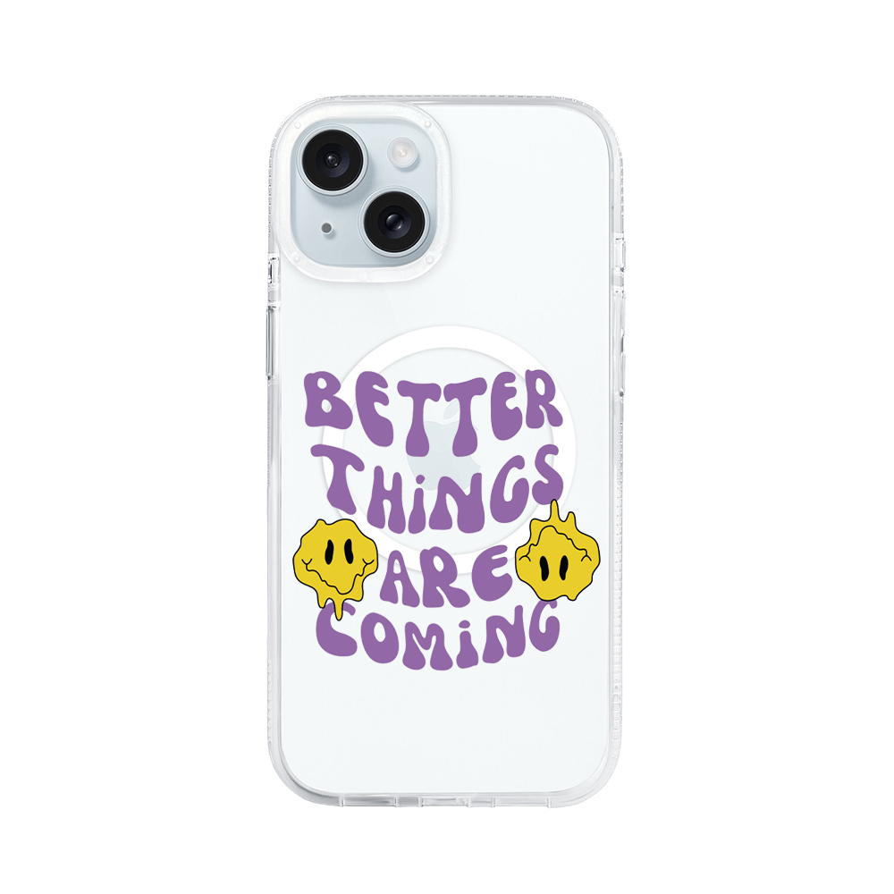 Etui do iPhone 15 z MagSafe przeźroczyste, silikonowe Flexi, Better Things Are Coming