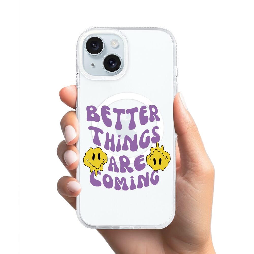 Etui do iPhone 15 z MagSafe przeźroczyste, silikonowe Flexi, Better Things Are Coming - obrazek 2