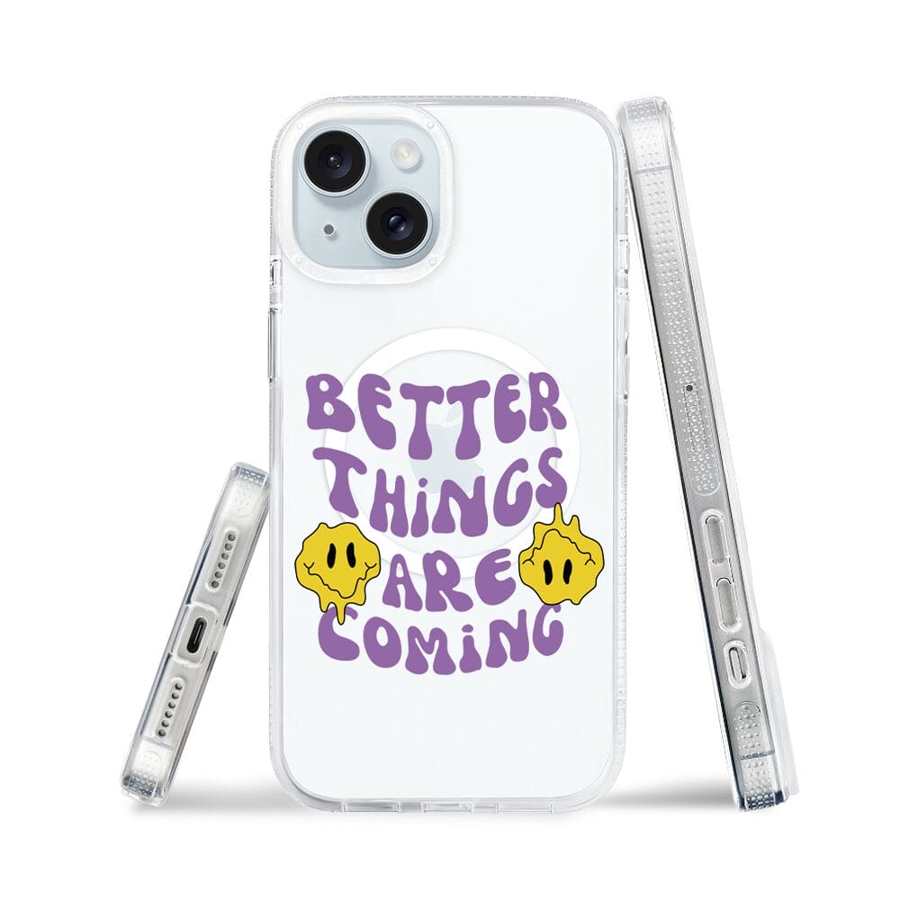 Etui do iPhone 15 z MagSafe przeźroczyste, silikonowe Flexi, Better Things Are Coming - obrazek 3