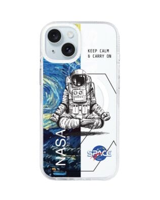 Etui do iPhone 15 z MagSafe przeźroczyste, silikonowe Flexi, Keep Calm in Cosmos