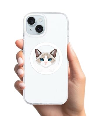 Etui do iPhone 15 z MagSafe przeźroczyste, silikonowe Flexi, kot birmański