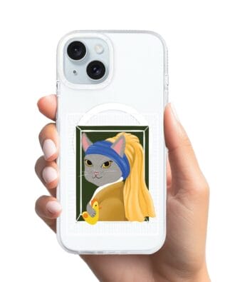 Etui do iPhone 15 z MagSafe przeźroczyste, silikonowe Flexi, kotek z kurczakiem
