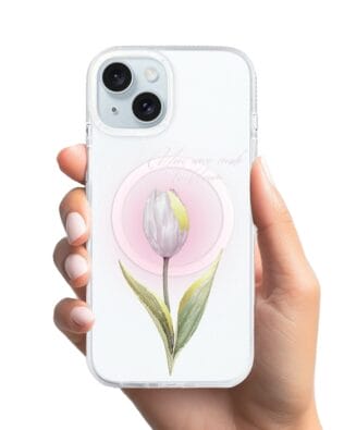 Etui do iPhone 15 z MagSafe przeźroczyste, silikonowe Flexi, kwiaty, tulipan