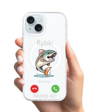 Etui do iPhone 15 z MagSafe przeźroczyste, silikonowe Flexi, rybki dzwonią