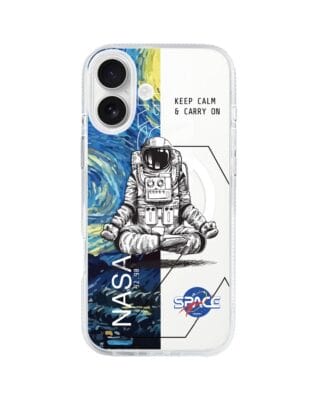 Etui do iPhone 16 z MagSafe przeźroczyste, silikonowe Flexi, Keep Calm in Cosmos