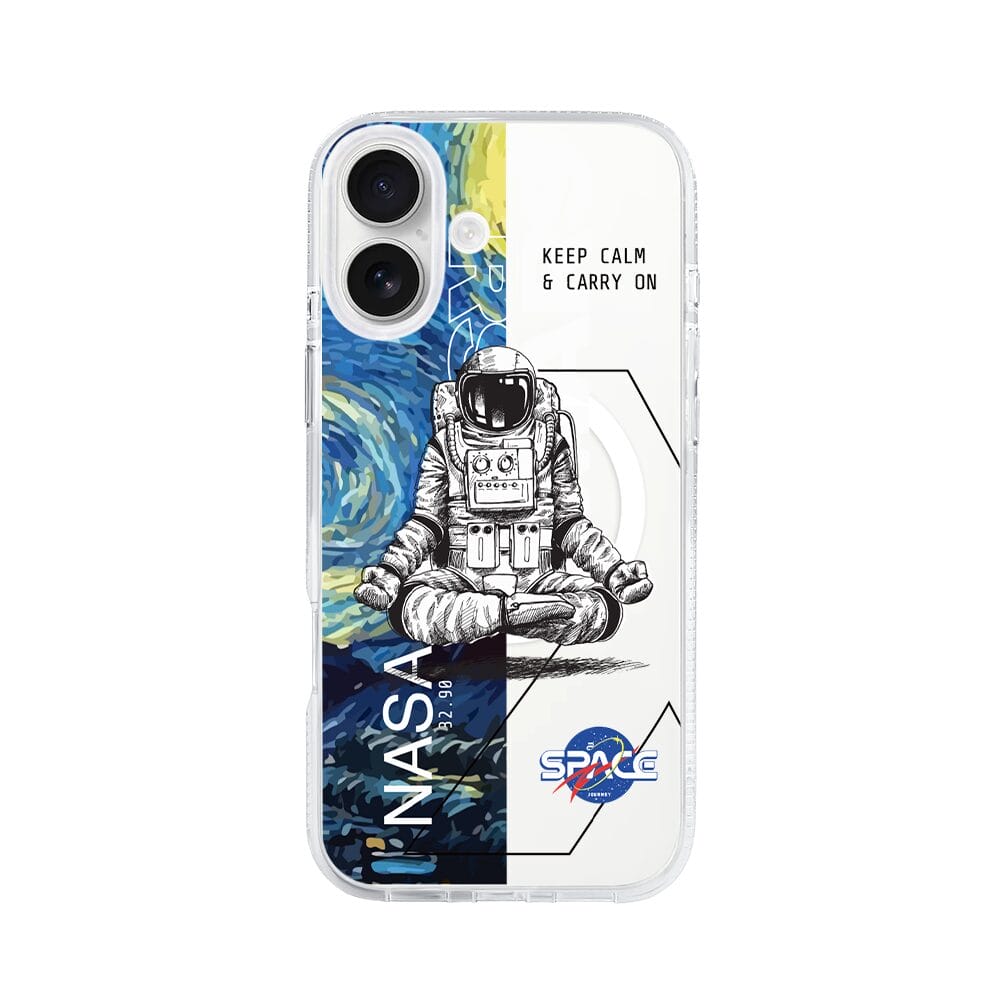 Etui do iPhone 16 z MagSafe przeźroczyste, silikonowe Flexi, Keep Calm in Cosmos