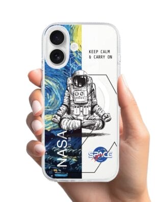 Etui do iPhone 16 z MagSafe przeźroczyste, silikonowe Flexi, Keep Calm in Cosmos