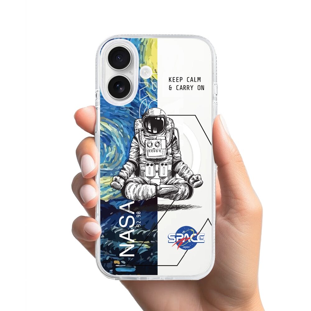 Etui do iPhone 16 z MagSafe przeźroczyste, silikonowe Flexi, Keep Calm in Cosmos - obrazek 2