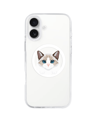 Etui do iPhone 16 z MagSafe przeźroczyste, silikonowe Flexi, kot birmański