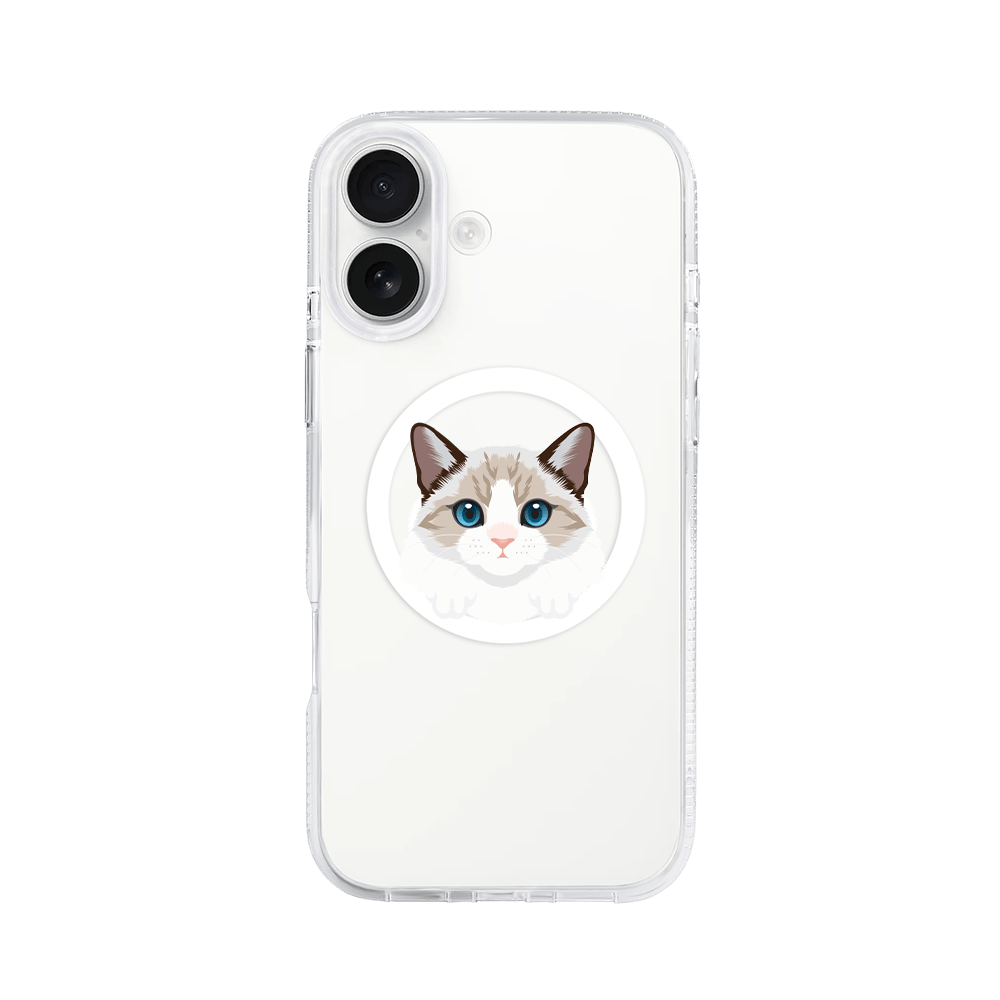 Etui do iPhone 16 z MagSafe przeźroczyste, silikonowe Flexi, kot birmański