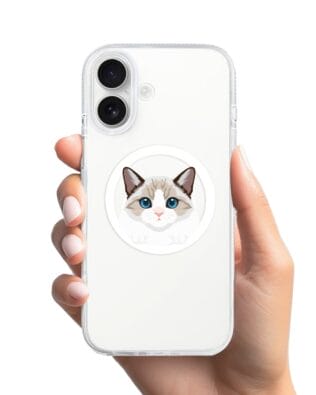 Etui do iPhone 16 z MagSafe przeźroczyste, silikonowe Flexi, kot birmański