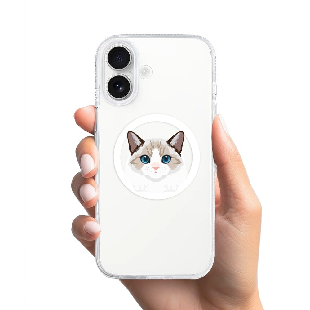 Etui do iPhone 16 z MagSafe przeźroczyste, silikonowe Flexi, kot birmański - obrazek 2
