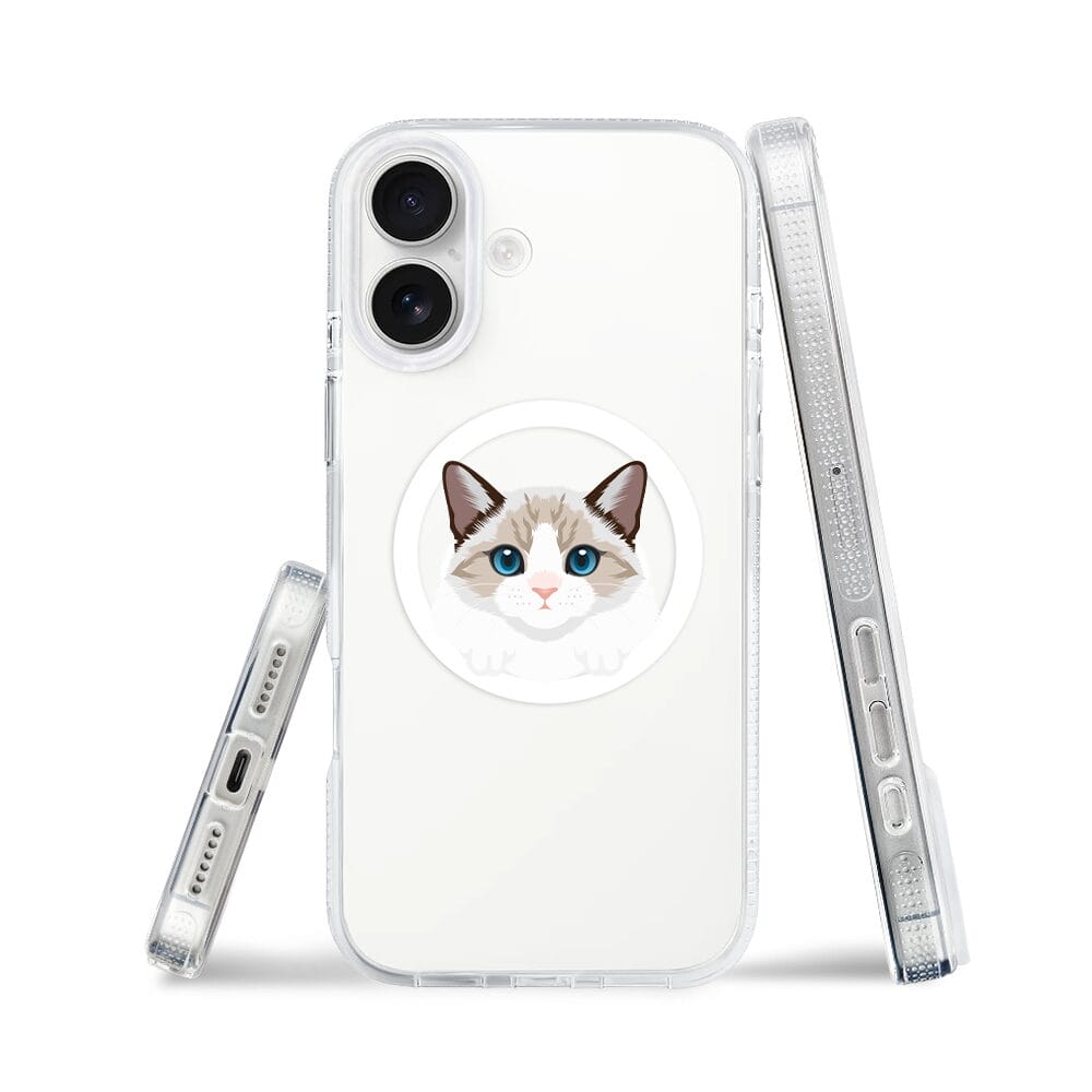 Etui do iPhone 16 z MagSafe przeźroczyste, silikonowe Flexi, kot birmański - obrazek 3