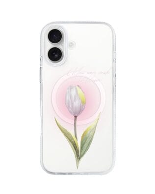 Etui do iPhone 16 z MagSafe przeźroczyste, silikonowe Flexi, kwiaty, tulipan