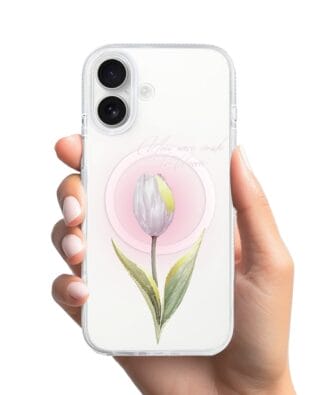 Etui do iPhone 16 z MagSafe przeźroczyste, silikonowe Flexi, kwiaty, tulipan