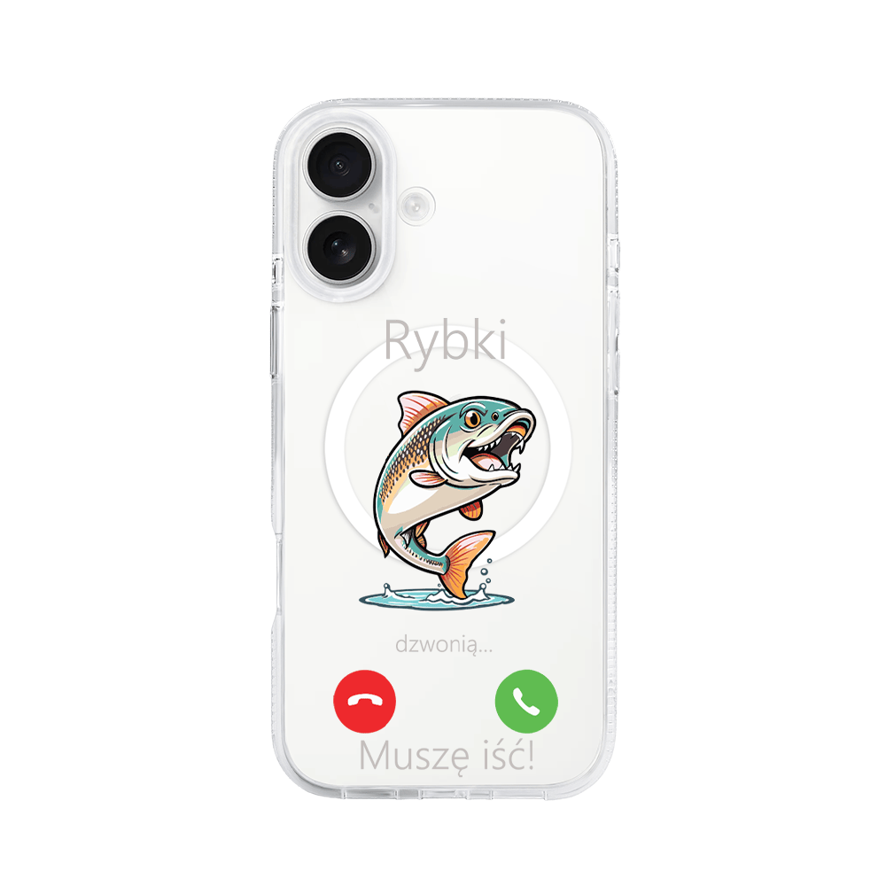 Etui do iPhone 16 z MagSafe przeźroczyste, silikonowe Flexi, rybki dzwonią