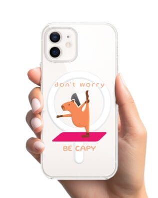 Etui do iPhone 12 z MagSafe przeźroczyste, silikonowe Flexi, kapibara