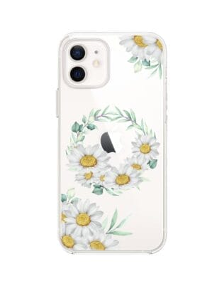 Etui do iPhone 12 przeźroczyste, silikonowe Flexi, wianek stokrotek