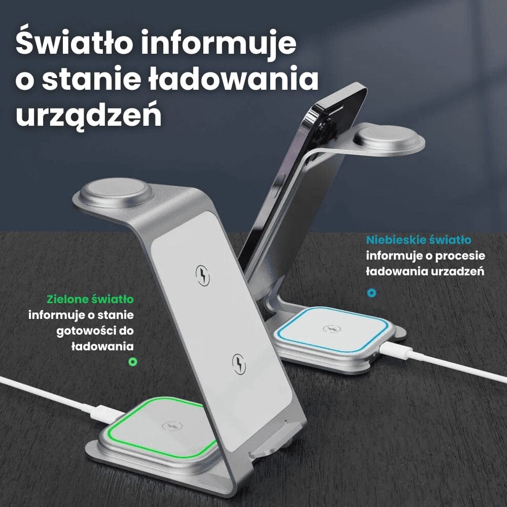 Ładowarka 3w1 do telefonu, zegarka, słuchawek , szybka, elegancka, metalowa - obrazek 4