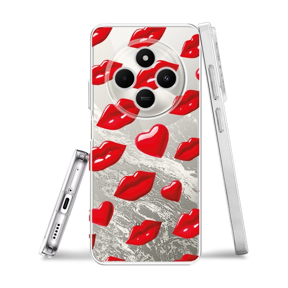 Etui do Xiaomi POCO C75 przeźroczyste, silikonowe Flexi, czerwone usta - obrazek 3