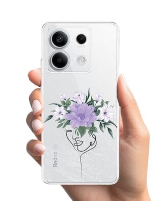 Etui do Xiaomi Redmi Note 13 Pro 5G przeźroczyste, silikonowe Flexi, kobieta z kwiatami