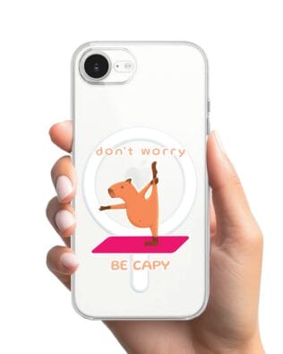 Etui do iPhone 16e z MagSafe przeźroczyste, silikonowe Flexi, kapibara