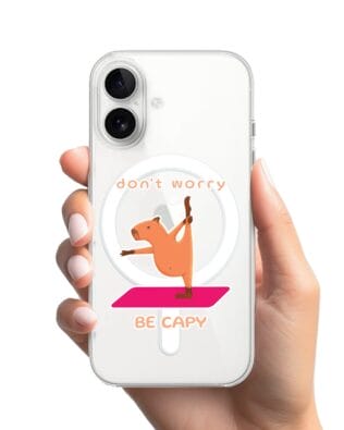 Etui do iPhone 16 z MagSafe przeźroczyste, silikonowe Flexi, kapibara