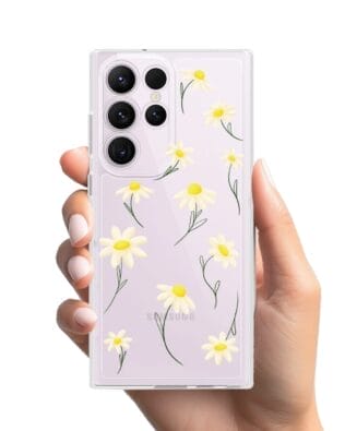 Etui do Samsung Galaxy S23 Ultra przeźroczyste, silikonowe Flexi, stokrotki