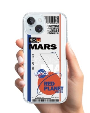 Etui do iPhone 15 przeźroczyste, silikonowe Flexi, bilet na Mars