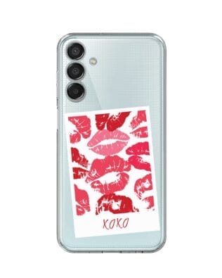 Etui do Samsung Galaxy M15 5G przeźroczyste, silikonowe Flexi, pocałunki, polaroid