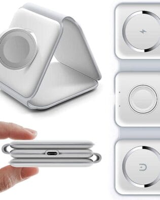 Ładowarka bezprzewodowa indukcyjna 3w1 MagSafe, składana, biała