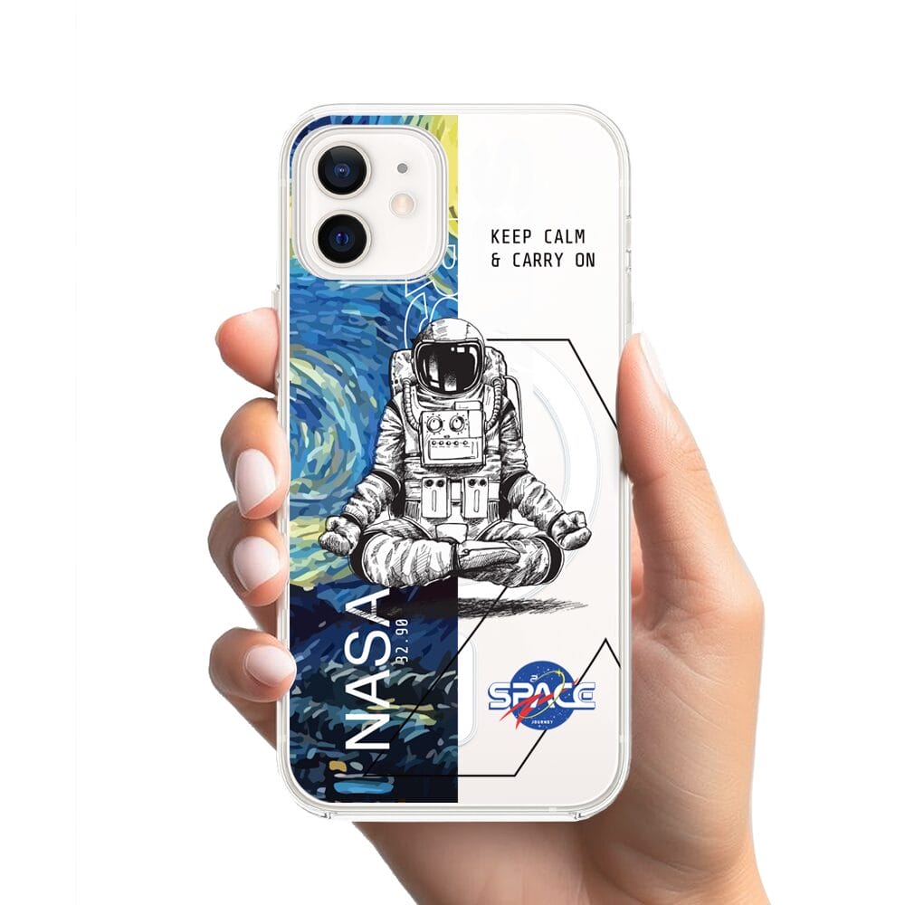 Etui do iPhone 12 z MagSafe przeźroczyste, silikonowe Flexi, Keep Calm in Cosmos - obrazek 2