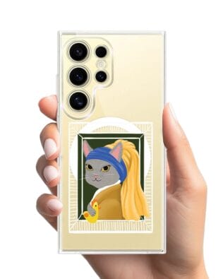 Etui do Samsung Galaxy S24 Ultra z MagSafe przeźroczyste, silikonowe Flexi, kotek z kurczakiem