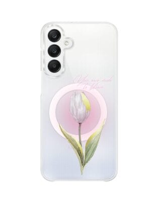 Etui do Samsung Galaxy A25 5G z MagSafe przeźroczyste, silikonowe Flexi, tulipan