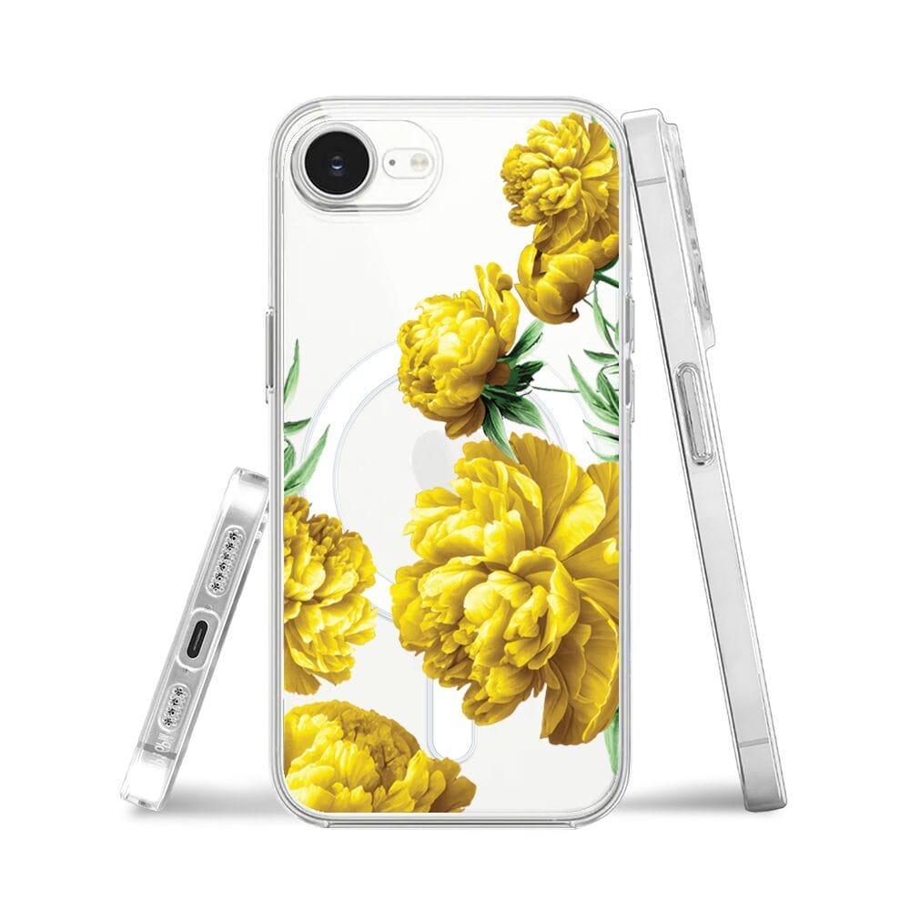 Etui do iPhone 16e z MagSafe przeźroczyste, silikonowe Flexi, żółte piwonie - obrazek 3
