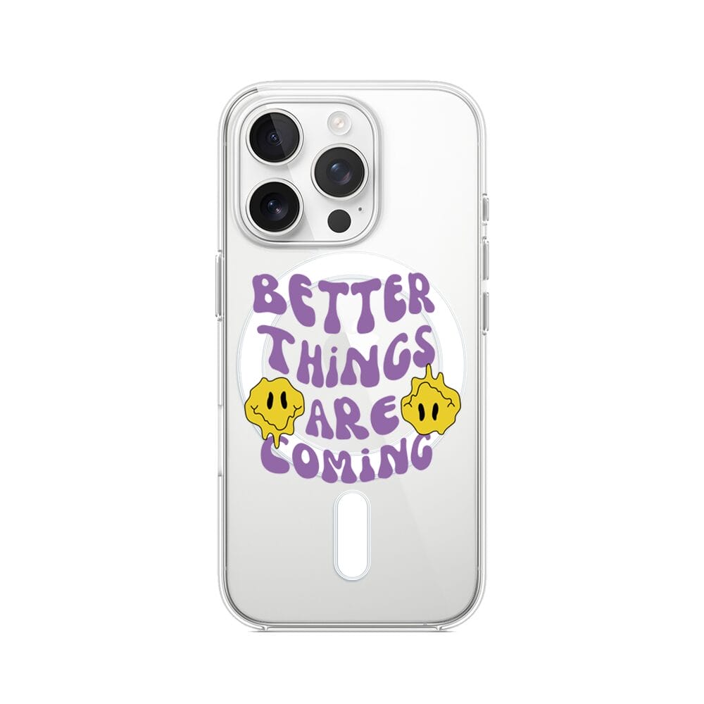 Etui do iPhone 16 Pro z MagSafe przeźroczyste, silikonowe Flexi, Better Things Are Coming