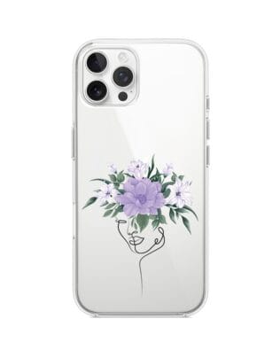 Etui do iPhone 12 Pro Max przeźroczyste, silikonowe Flexi, kobieta z kwiatami
