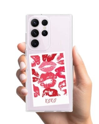 Etui do Samsung Galaxy S23 Ultra przeźroczyste, silikonowe Flexi, pocałunki, polaroid