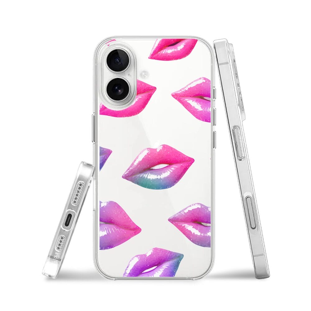 Etui do iPhone 16 przeźroczyste, silikonowe Flexi, hologramowe usta - obrazek 3