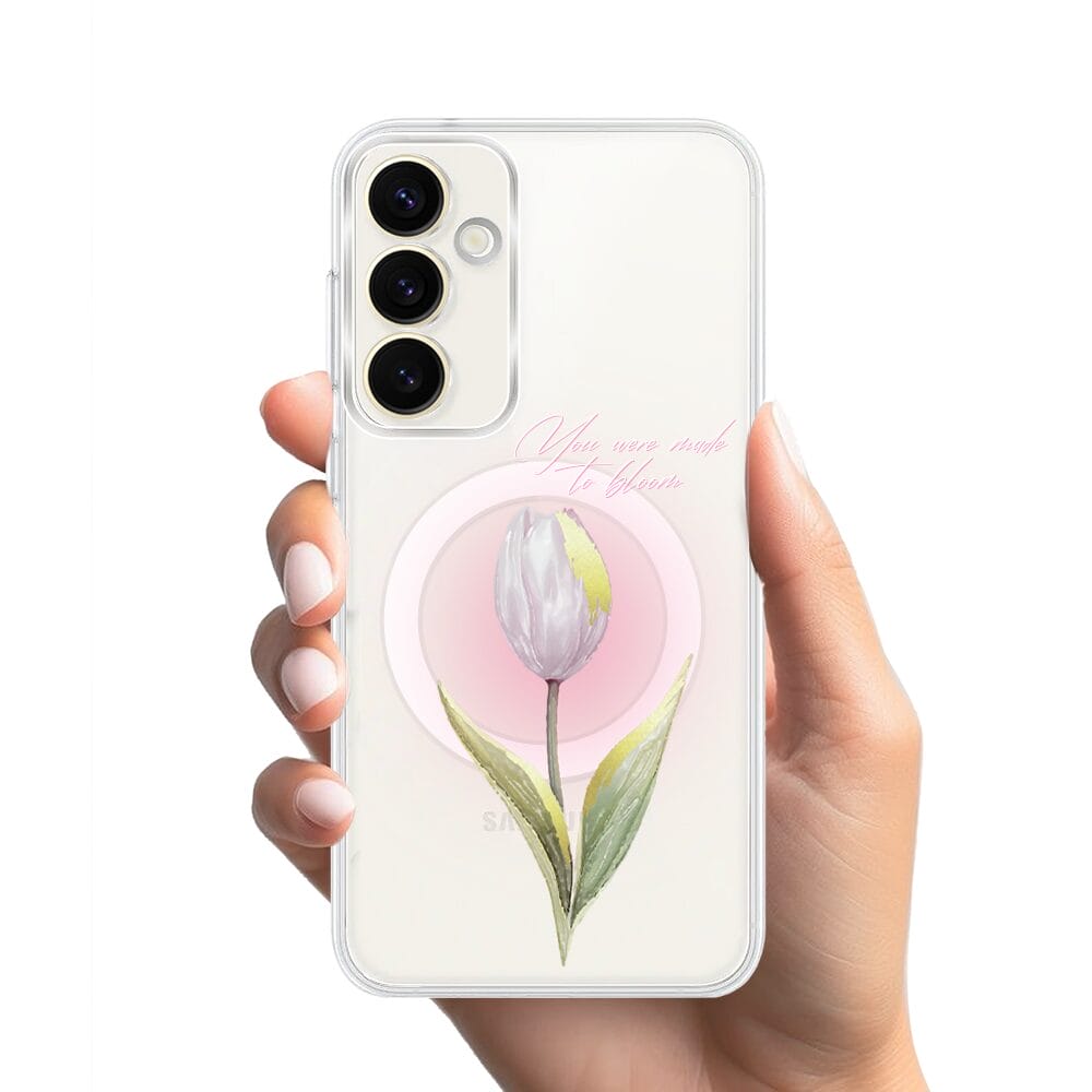 Etui do Samsung Galaxy S23 FE 5G z MagSafe przeźroczyste, silikonowe Flexi, tulipan - obrazek 2