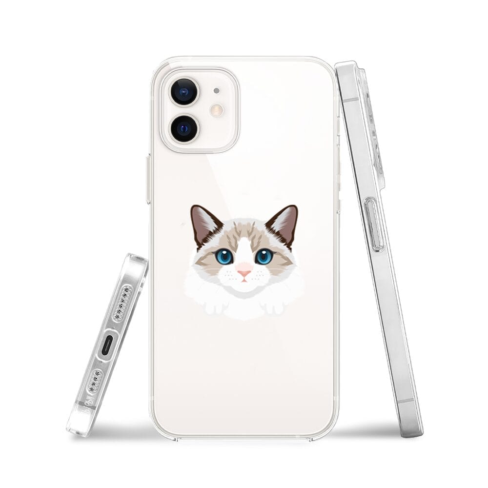 Etui do iPhone 12 przeźroczyste, silikonowe Flexi, kot birmański - obrazek 3