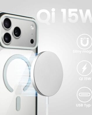 Ładowarka magnetyczna do technologii MagSafe, Qi 15W, biała
