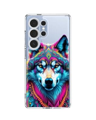 Etui do Samsung Galaxy S25 Ultra przeźroczyste, silikonowe Flexi, Dzika Mandala, Wilk