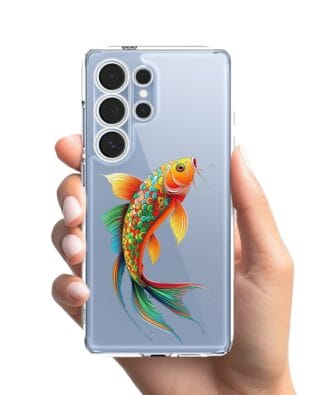 Etui do Samsung Galaxy S25 Ultra przeźroczyste, silikonowe Flexi, Dzika Mandala, Złota ryba