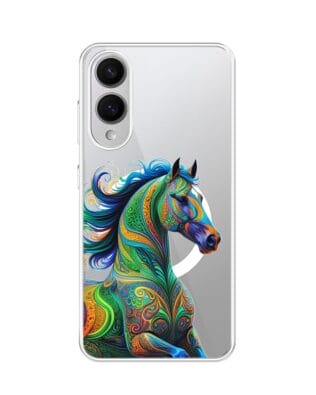 Etui do Samsung Galaxy S25 Edge z MagSafe przeźroczyste, silikonowe Flexi, Dzika Mandala, Koń