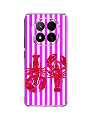 Etui do Xiaomi Redmi Note 14 Pro 4G przeźroczyste, silikonowe Flexi, kraby z różowymi paskami