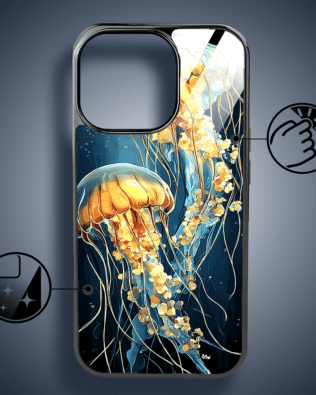 Etui do iPhone 16 Pro IBIZU Elite Glass z MagSafe Morze, Meduzy w głębinach, czarne