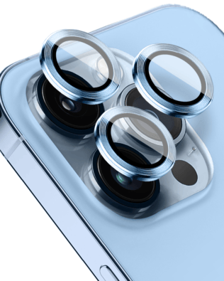 Metalowa osłona obiektywu aparatu ze szkła hartowanego 9H do iPhone 13 Pro, 1 zestaw, górski błękit